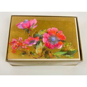 Hallmark Floral Note Card Set With Envelopes  Gold Foil  Vibrant Pink & Green Bo